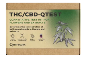 THC/CBD test kit for flowers and extracts – Quantitative cannabis test to measure THC and CBD concentration with results in 15 minutes.